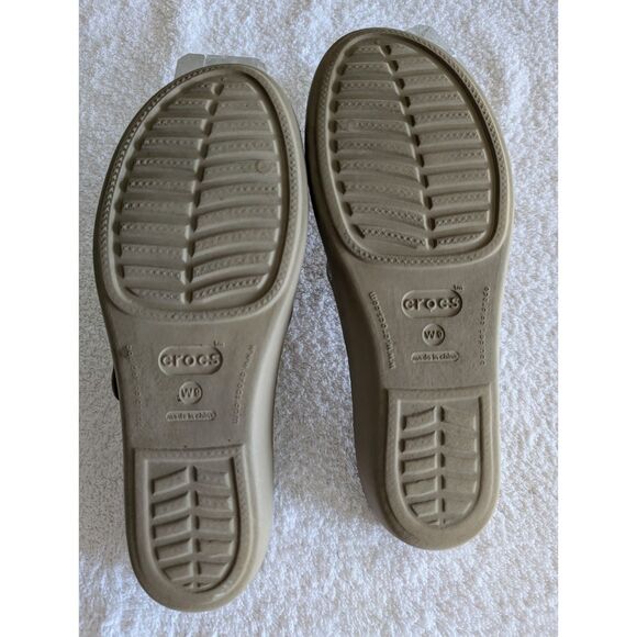 Crocs Patricia Tan Slide Comfort Z Shape Strap Sandals  Sz 9 - Picture 4 of 9